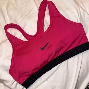 Pink Nike Pro sports bra